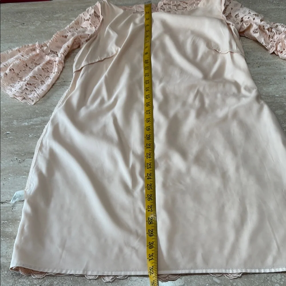 Vince Camuto Cream Long Sleeve Dress, Lace outer fabric. - Picture 12 of 14